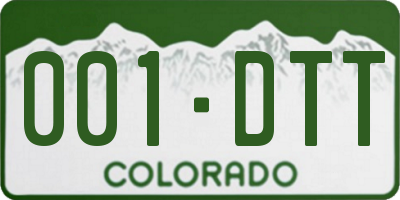 CO license plate 001DTT