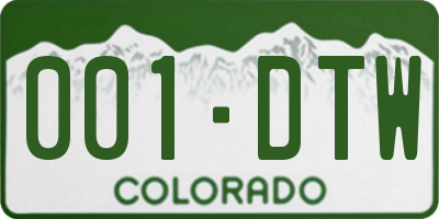 CO license plate 001DTW