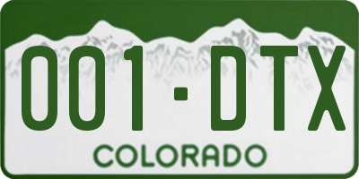 CO license plate 001DTX