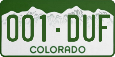 CO license plate 001DUF