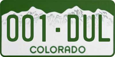 CO license plate 001DUL