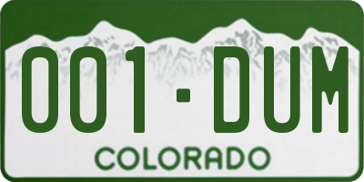 CO license plate 001DUM