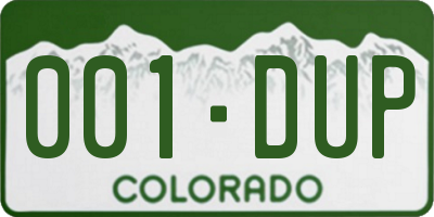 CO license plate 001DUP