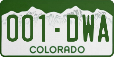 CO license plate 001DWA