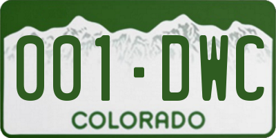 CO license plate 001DWC