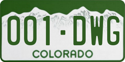 CO license plate 001DWG