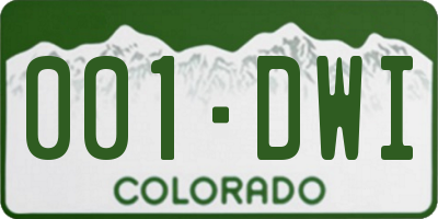 CO license plate 001DWI