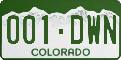 CO license plate 001DWN