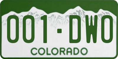 CO license plate 001DWO