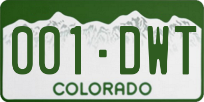 CO license plate 001DWT