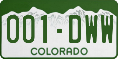 CO license plate 001DWW