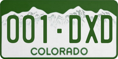 CO license plate 001DXD