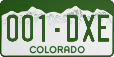 CO license plate 001DXE