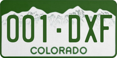 CO license plate 001DXF