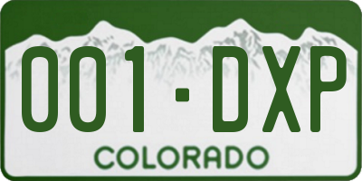 CO license plate 001DXP