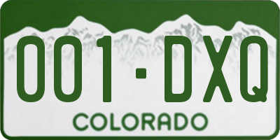 CO license plate 001DXQ