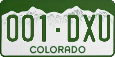 CO license plate 001DXU