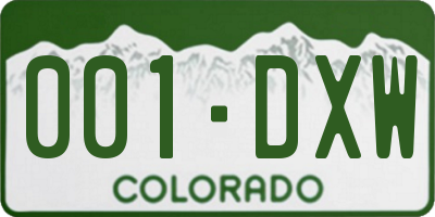 CO license plate 001DXW