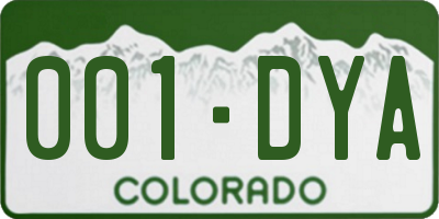 CO license plate 001DYA