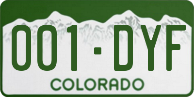 CO license plate 001DYF