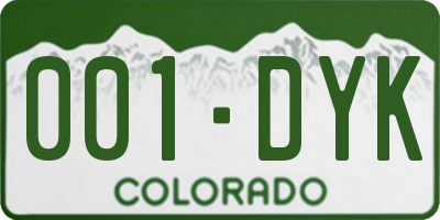 CO license plate 001DYK