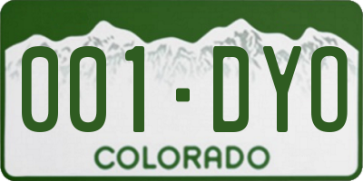 CO license plate 001DYO