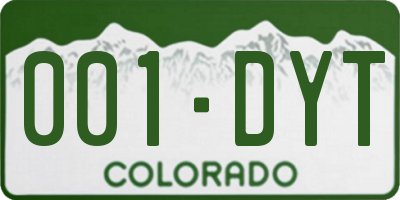 CO license plate 001DYT