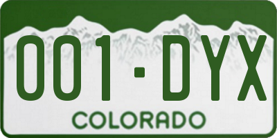 CO license plate 001DYX