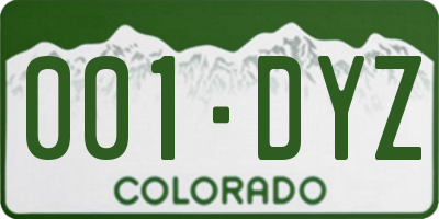 CO license plate 001DYZ