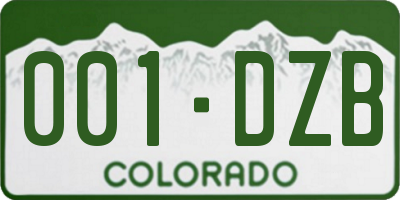 CO license plate 001DZB