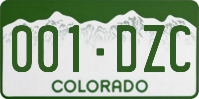 CO license plate 001DZC