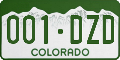 CO license plate 001DZD