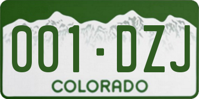 CO license plate 001DZJ