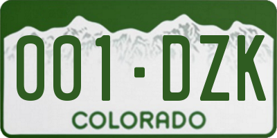 CO license plate 001DZK