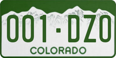 CO license plate 001DZO