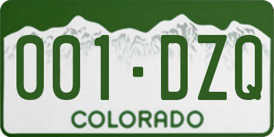 CO license plate 001DZQ