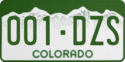 CO license plate 001DZS