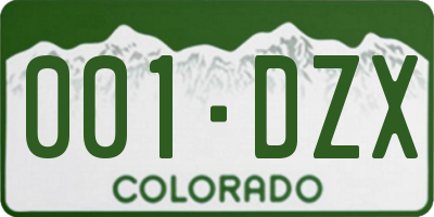 CO license plate 001DZX