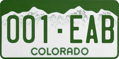 CO license plate 001EAB