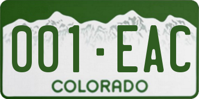 CO license plate 001EAC