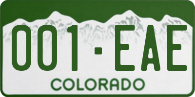 CO license plate 001EAE