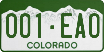 CO license plate 001EAO