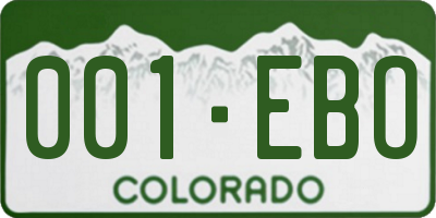 CO license plate 001EBO