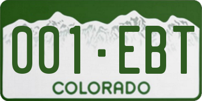 CO license plate 001EBT