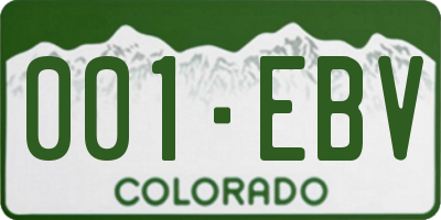 CO license plate 001EBV