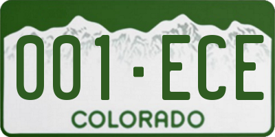 CO license plate 001ECE