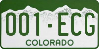 CO license plate 001ECG