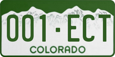 CO license plate 001ECT