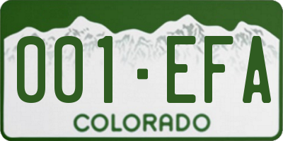 CO license plate 001EFA