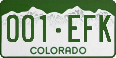 CO license plate 001EFK